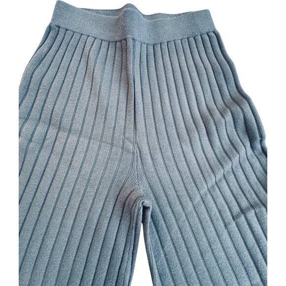 Sincerely Jules Pants Medium Ribbed Olive Green Knit Wide Leg - Picture 3 of 10